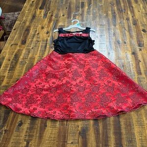 Look Beautiful George Black Velvet Dress with Red Accents Christmas Size 8